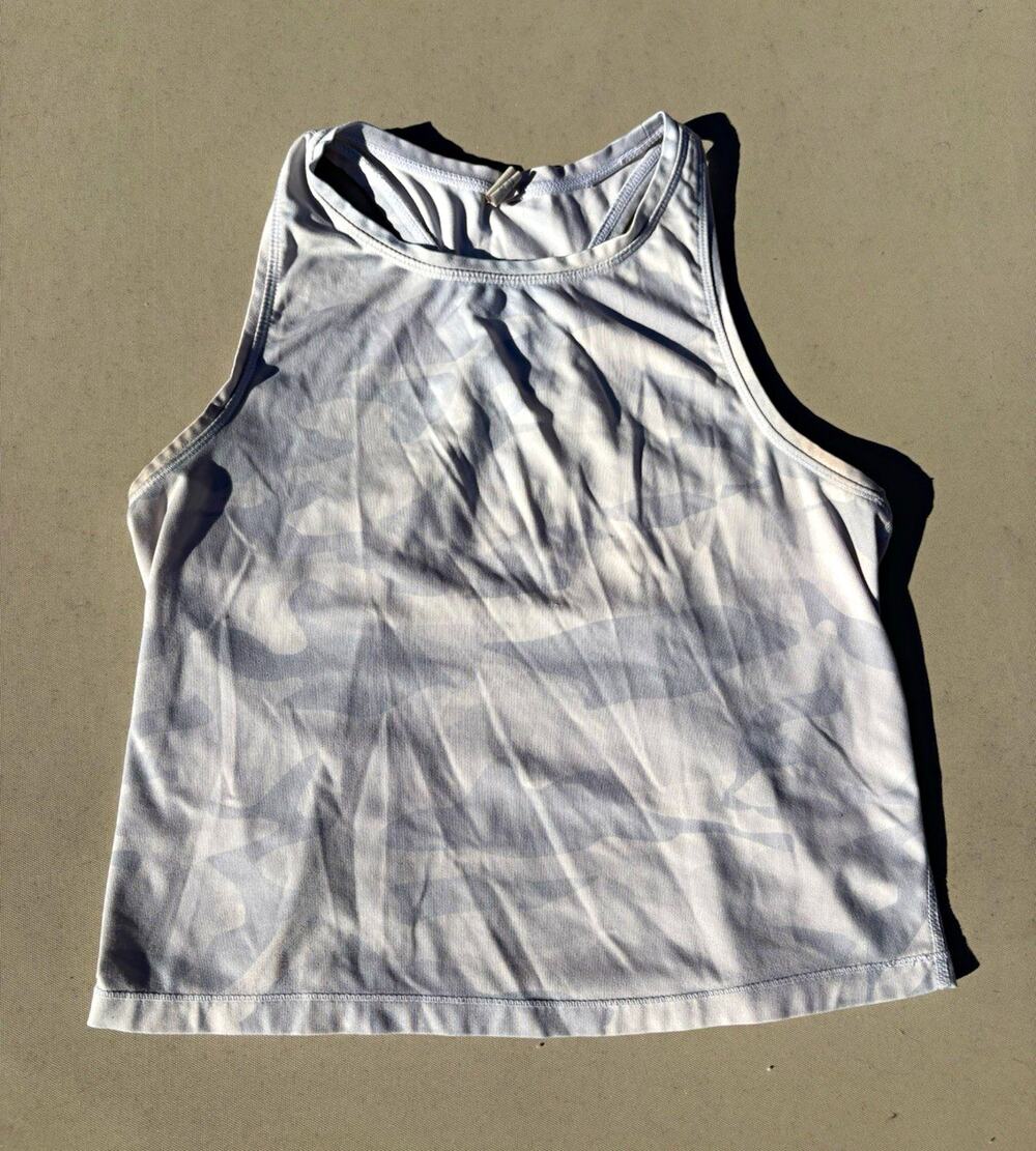 90 Degree by Reflex White Camo Pattern Workout Tank Top Women's Size Small